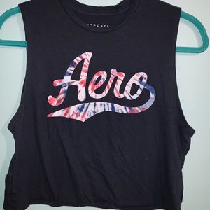 aeropostale gray logo tank top crop